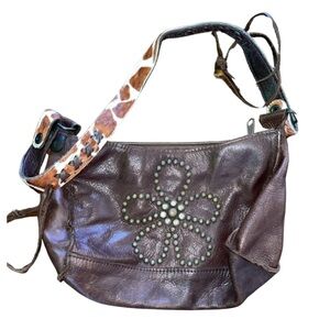 Two Bar West brown purse w/ Two Bar West cow print strap